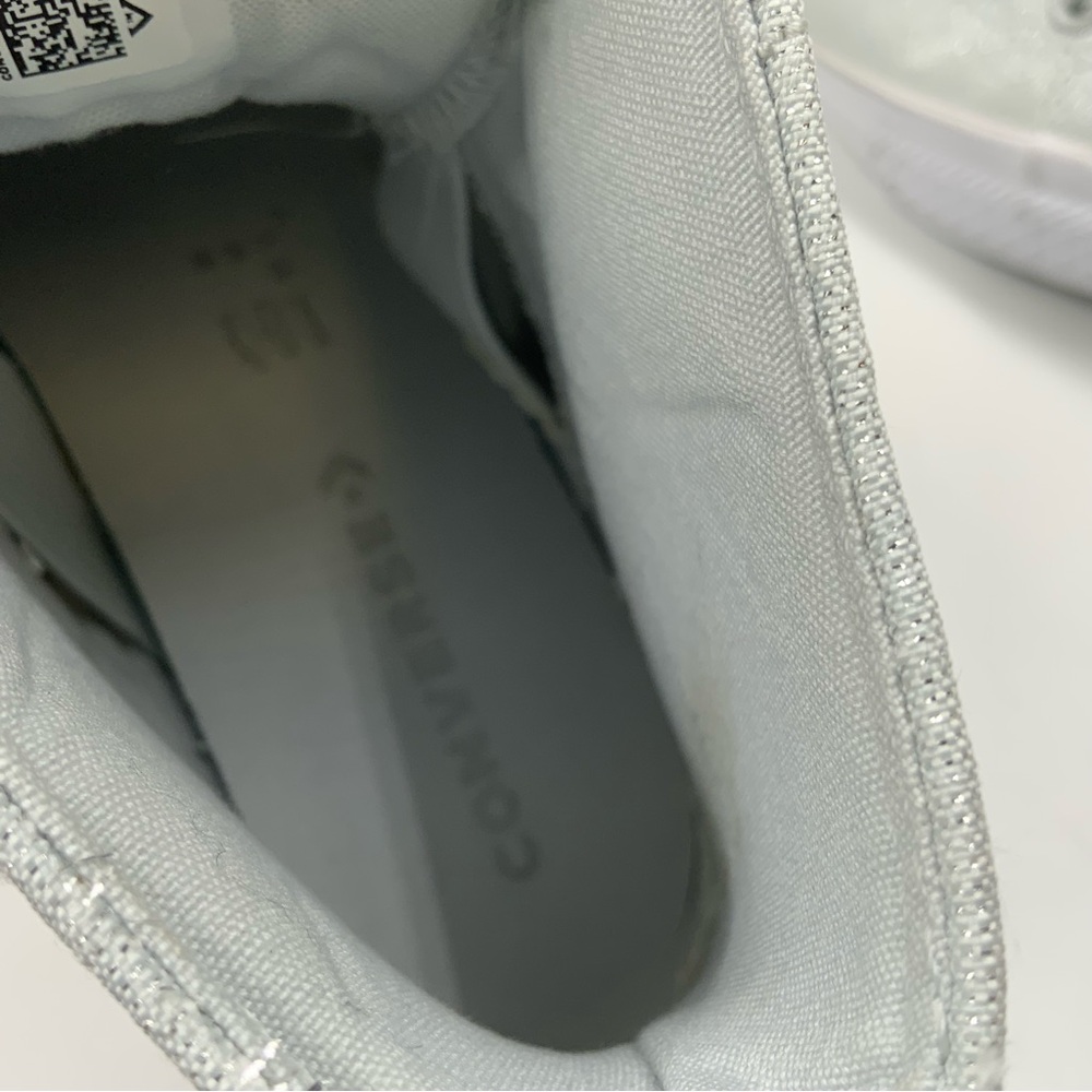 Converse All Star High Top Zipper Silver Glitter Sneakers. Juniors Size 6. - Picture 8 of 8